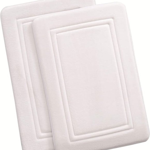 *CLEARANCE*  TRULY CALM White Memory Foam Bath Rugs Set of 2 - Picture 1 of 4